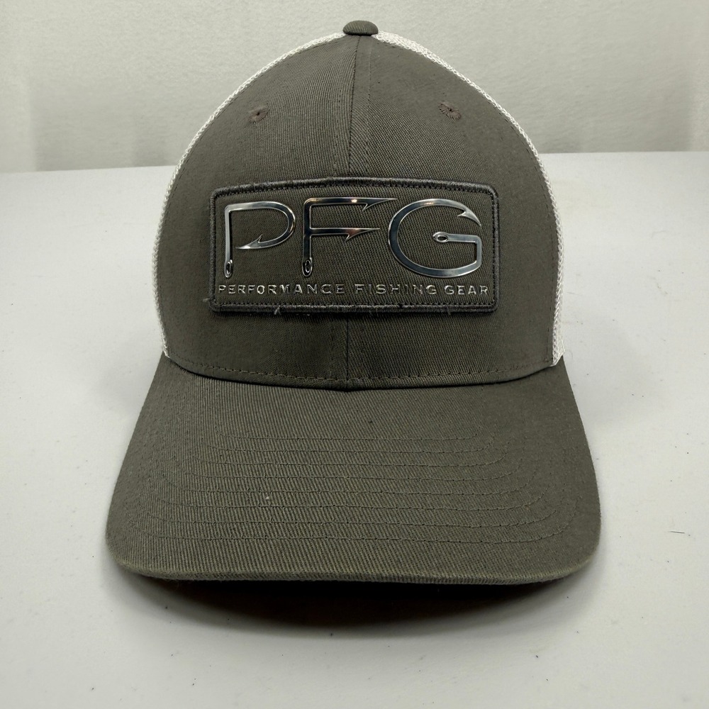Columbia Trucker Hat Mens‎ S/M Gray PFG Performance Fishing Gear Mesh Flexfit